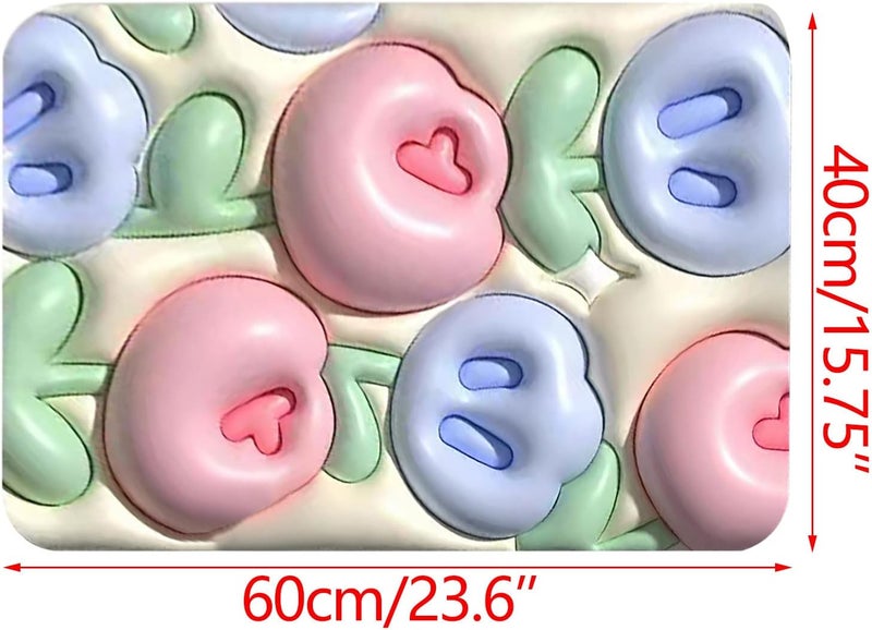 comfrt 3D Vision Front Doormats Entryway Doormat, Bathroom Rug Mat, Soft and Absorbent Soft Diatom Mud Bath Rugs, Expansion Small Flower 3D Vision Bathroom Toilet Non-Slip Floor Mat (A) - Image 4