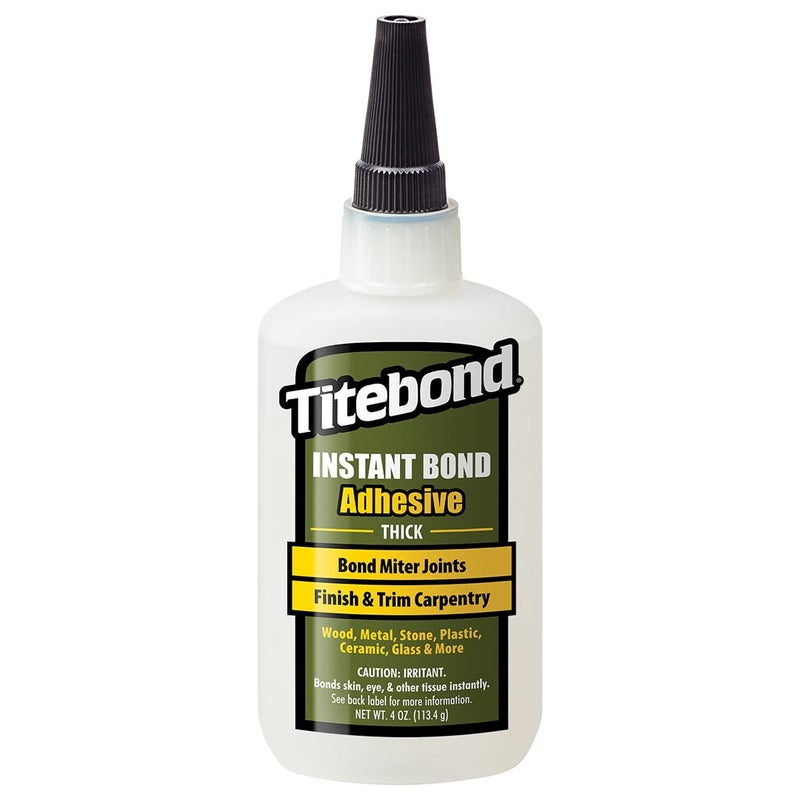 Titebond Instant Bond Thick CA Super Glue FastSetting Ethyl Cyanoacrylate Adhesive for Wood Miter Joints Jigs Fixtures EndGrain 810 Second Set 4 Oz 6222 - Image 2