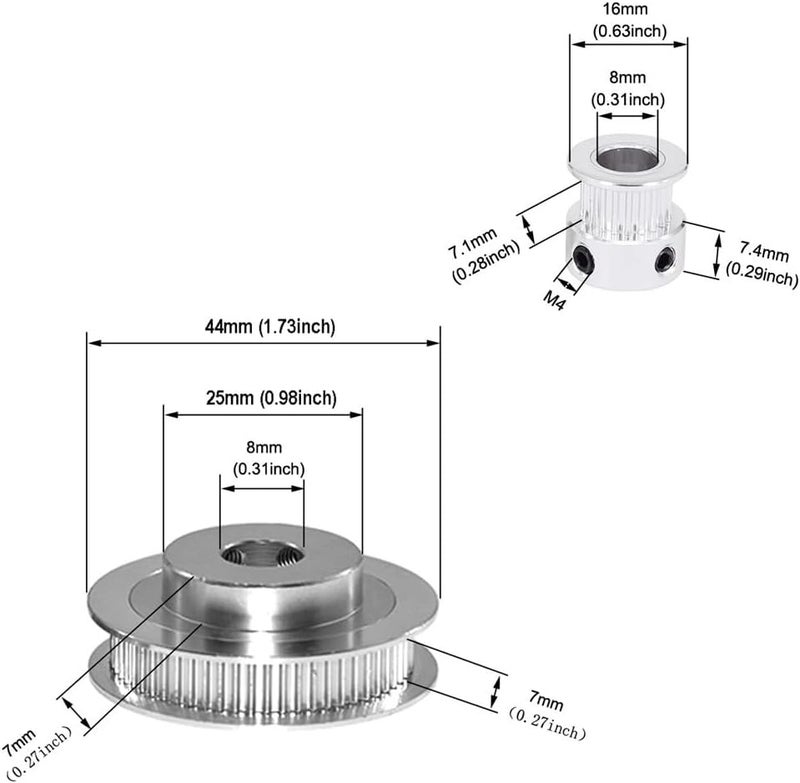 Zeberoxyz 2PCS Set GT2 Synchronous Wheel 20&60 Teeth 8mm Bore Aluminum Timing Pulley with 200mm Belt - Image 4