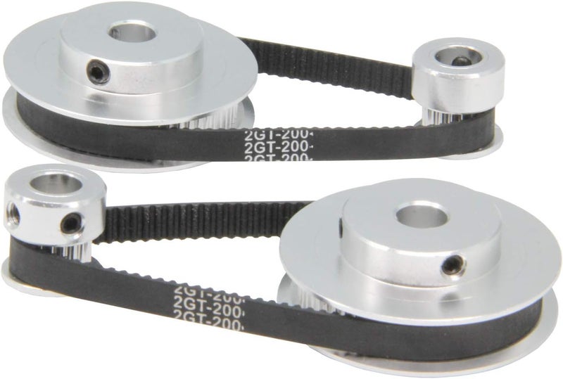 Zeberoxyz 2PCS Set GT2 Synchronous Wheel 20&60 Teeth 8mm Bore Aluminum Timing Pulley with 200mm Belt - Image 1