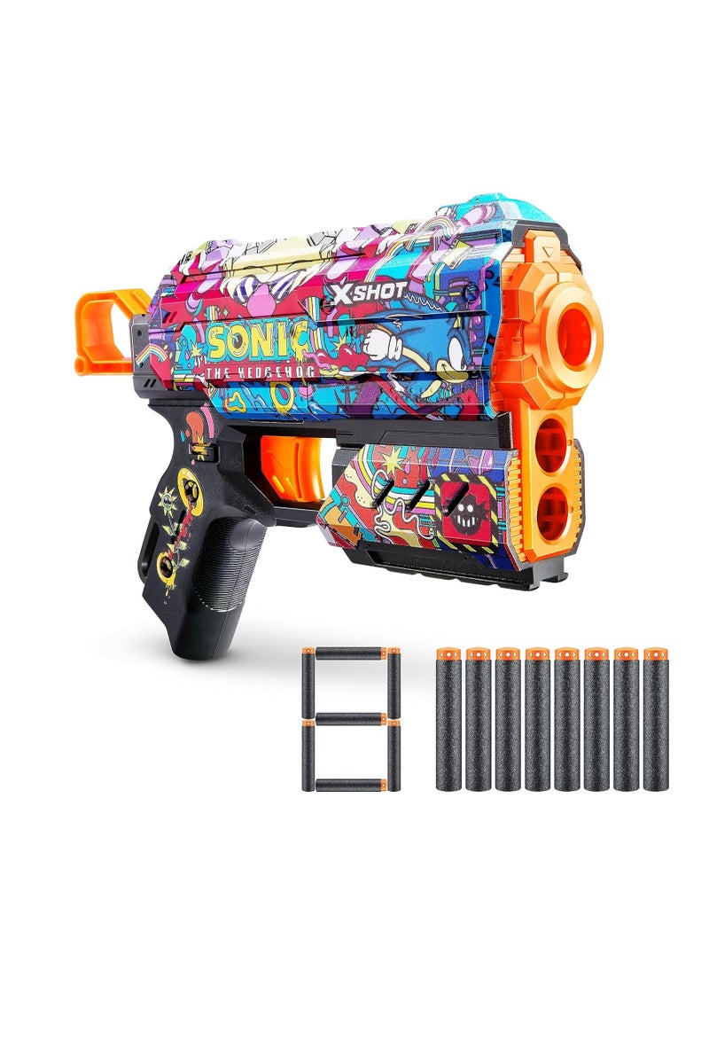 x_shot سكينز سونيك ذا هيدجهوج بلاستر - مسدس سهام رغوي بتقنية الجيب الهوائي، مدى 27 مترًا، تصميم سونيك قابل للتخصيص، سهل التعبئة، للأطفال وهواة الجمع - Image 2