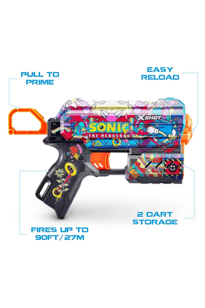 x_shot سكينز سونيك ذا هيدجهوج بلاستر - مسدس سهام رغوي بتقنية الجيب الهوائي، مدى 27 مترًا، تصميم سونيك قابل للتخصيص، سهل التعبئة، للأطفال وهواة الجمع - Image 3