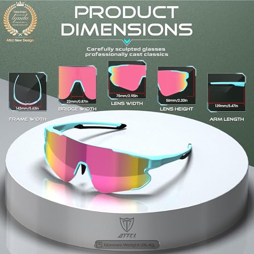 ATTCL Kids Teens Baseball Sunglasses Sports Lightweight UV400 Boys Girls Cycling Glasses Bike goggles XQ548 Blue Pink - Image 4