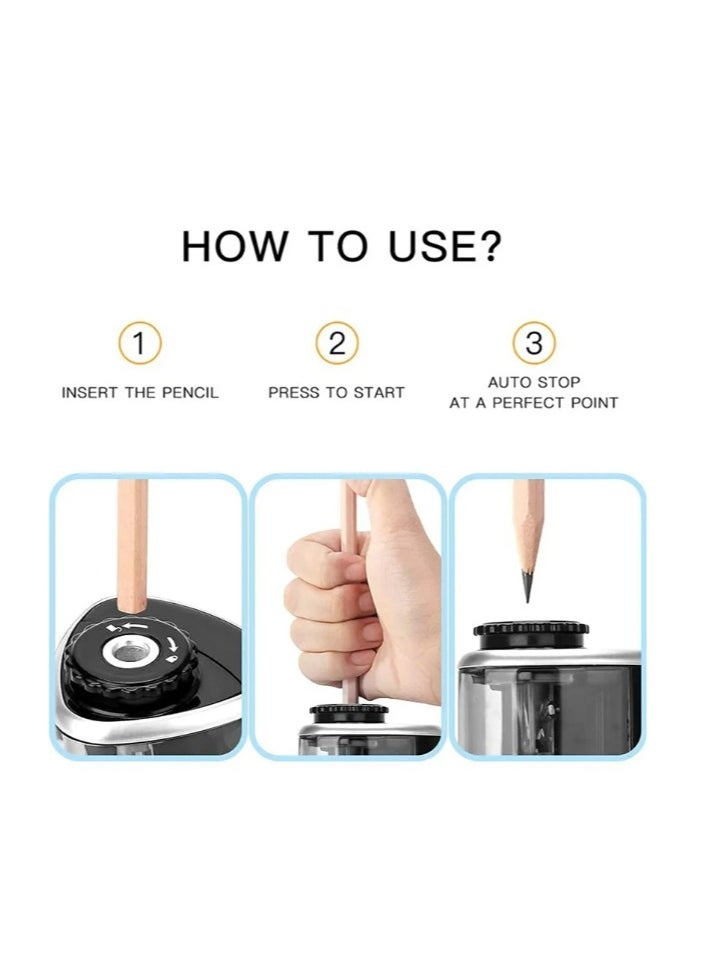 tenwin Portable Electric/Manual 2 in 1 Pencil Sharpener Automatic Pencil Sharpener Kids Adults Auto Pencil Sharpener Stationery  - Image 4