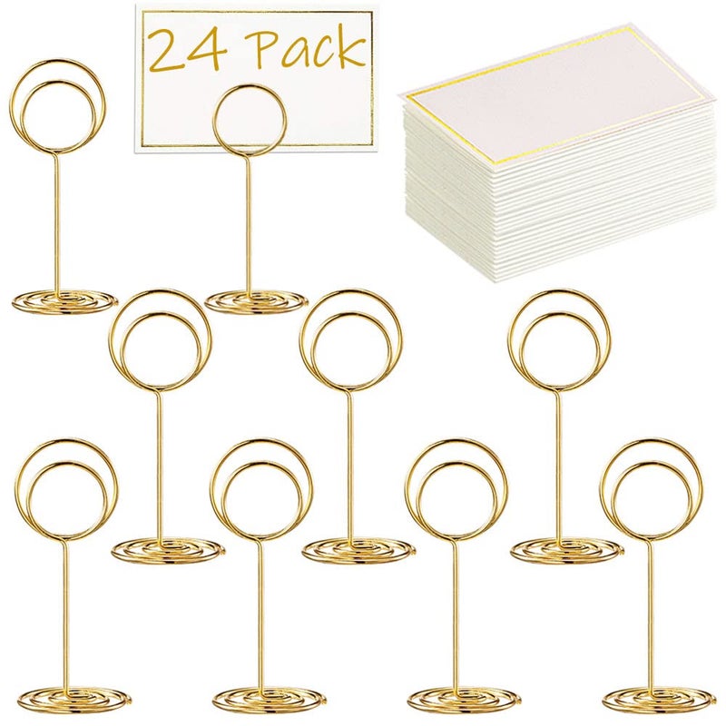 Toncoo Toncoo 24 Pcs Premium Mini Table Number Holders and 24 Pcs Place Cards with Gold Foil Border Place Card Holder Table Sign Stand Photo Picture holders for Centerpieces Wedding Party Birthday 