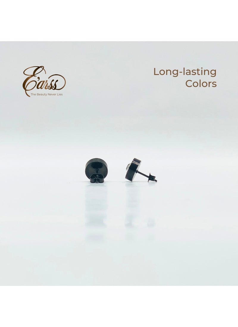 Earss Black Border Cubic Zirconia | Stainless Steel | 18K Gold Plated  - Image 4