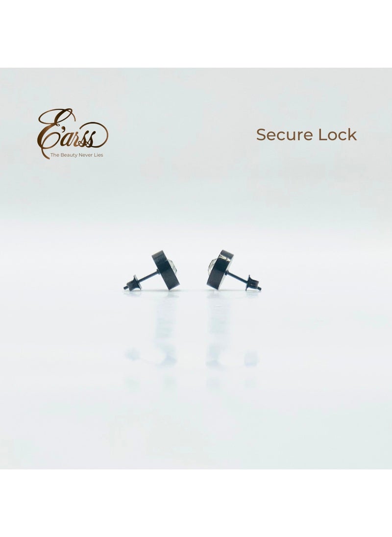 Earss Black Border Cubic Zirconia | Stainless Steel | 18K Gold Plated  - Image 5