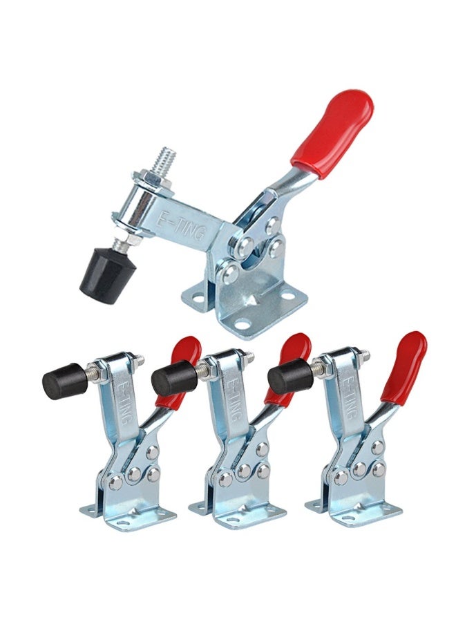 E-TING 4Pieces Hand Tool Toggle Clamp 201B Antislip Red Horizontal Clamp 201-B Quick Release Tool - Image 1