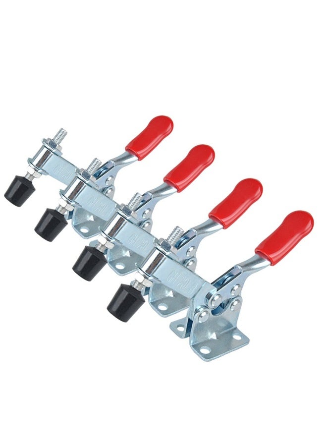 E-TING 4Pieces Hand Tool Toggle Clamp 201B Antislip Red Horizontal Clamp 201-B Quick Release Tool - Image 4