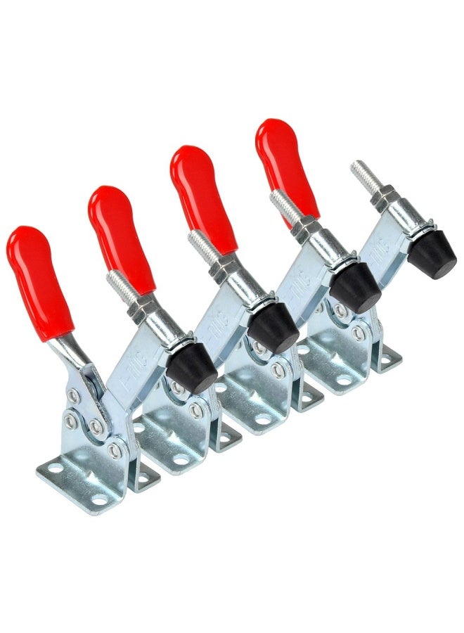 E-TING 4Pieces Hand Tool Toggle Clamp 201B Antislip Red Horizontal Clamp 201-B Quick Release Tool - Image 2