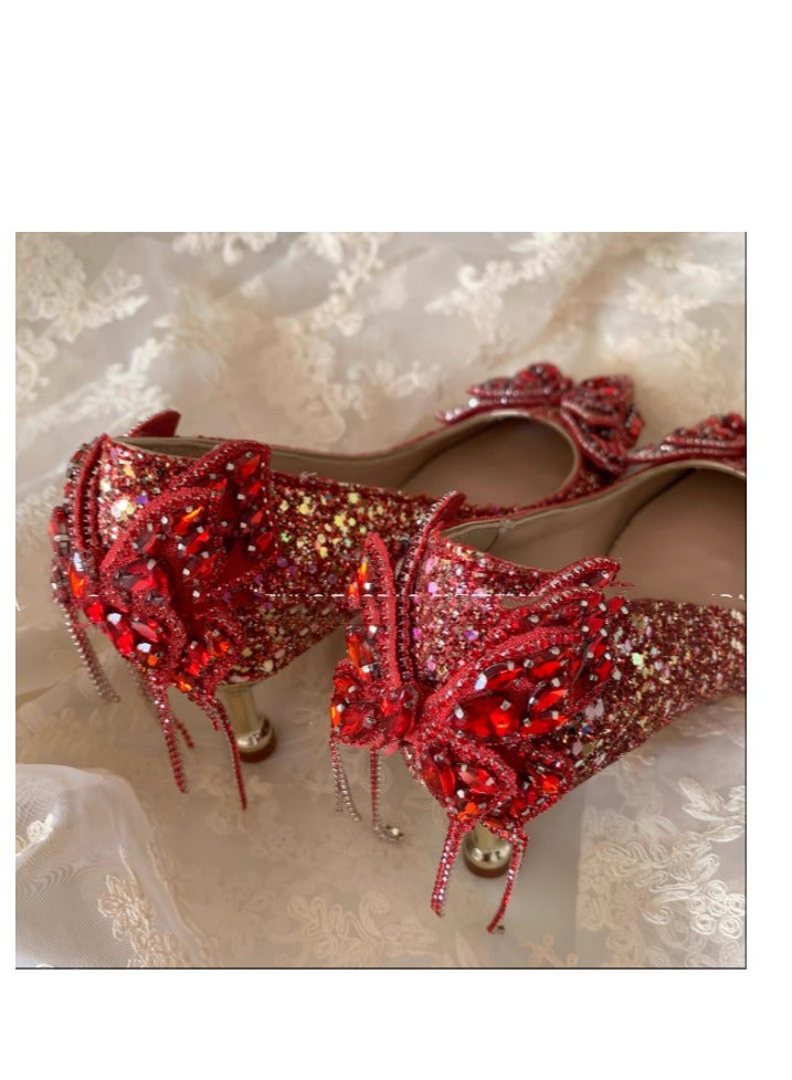 Princess Crystal High Heels Fairy Style Wedding Shoes Bridal Master Wedding Dress - Image 2