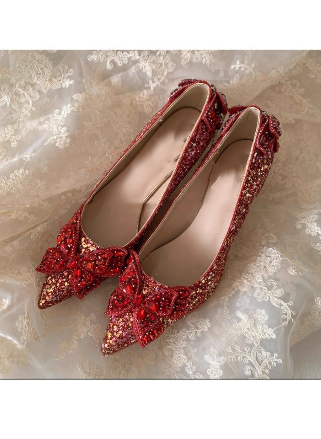 Princess Crystal High Heels Fairy Style Wedding Shoes Bridal Master Wedding Dress - Image 3