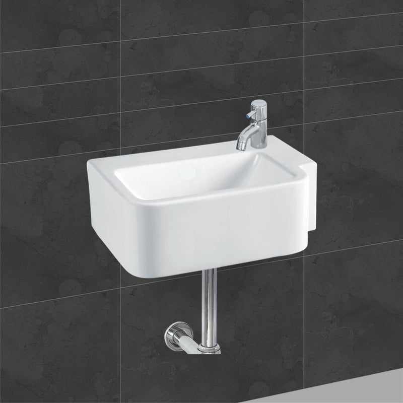 Belmonte Ceramic Wall Hung Table Top Wash Basin Libra 18 x 13 x 5 Inches White - Image 1