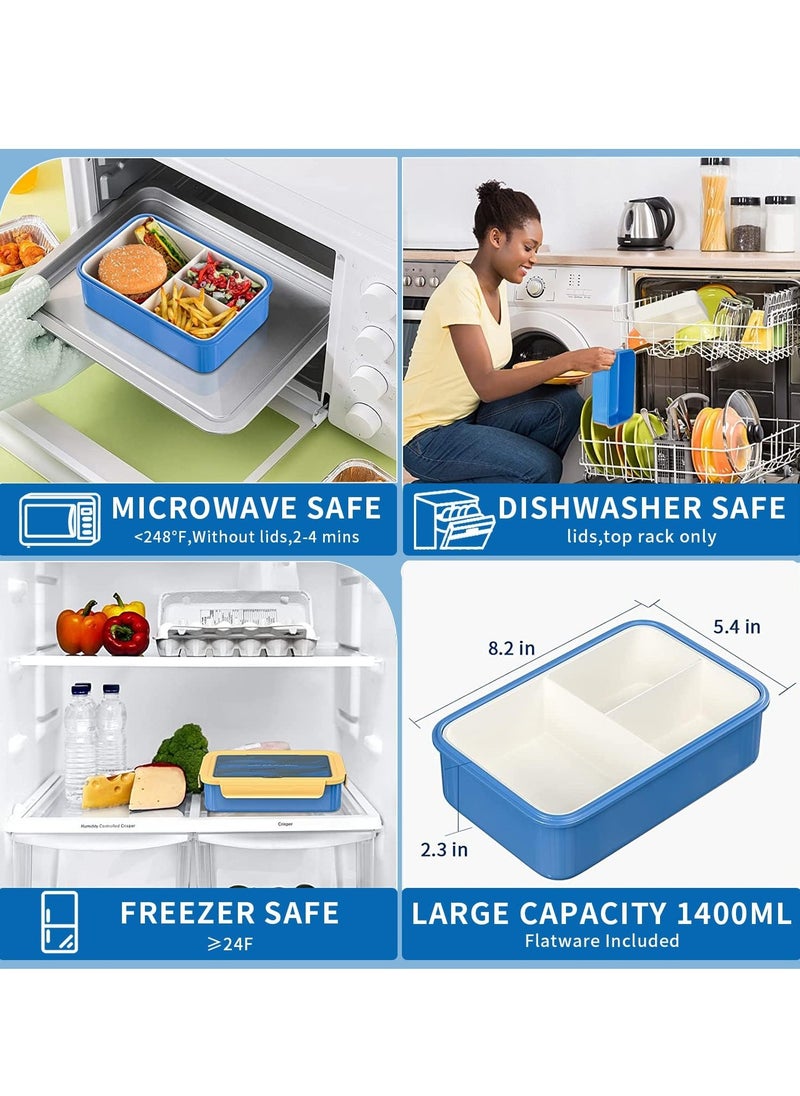 Yoawllty Lunch Boxes for Kids, 5 in 1 Bento Lunch Box with Insulated Lunch Bag and Utensil Set 1100ml Leak-proof Tiffin Box For Kids & Adults(Blue)  - Image 5