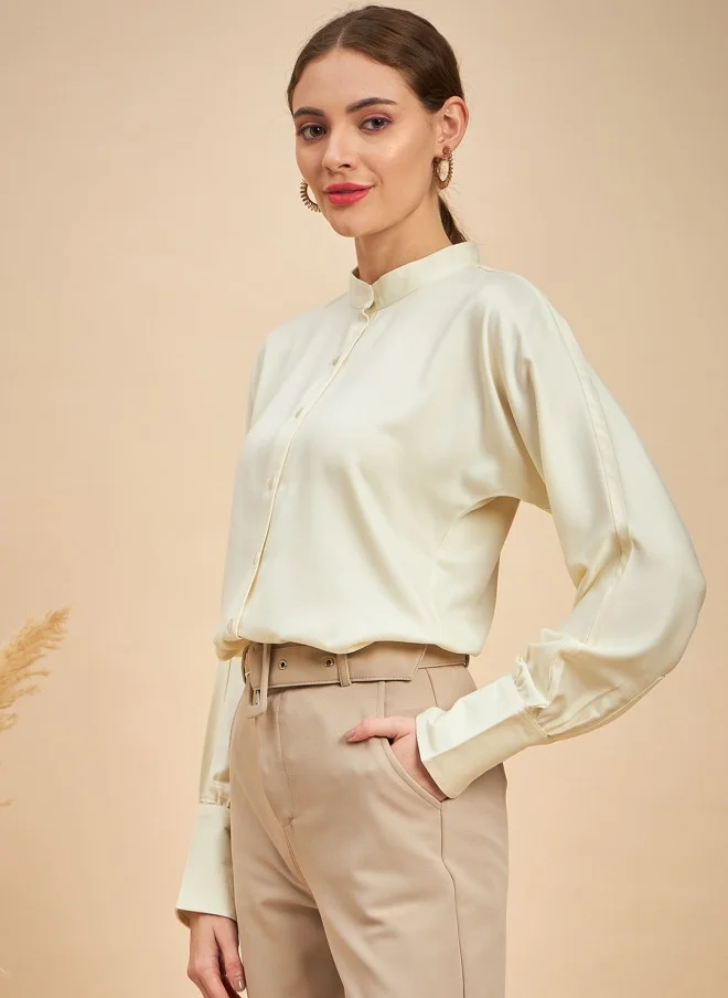 MINT STREET قميص نسائي كاجوال كريمي