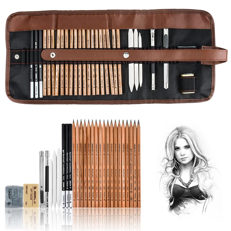 YunQiDeer Drawing Pencils Art Supplies Sketch Pencils Kit for Kids Adults Professional Charcoal Sketching Graphite Art Pencils Set