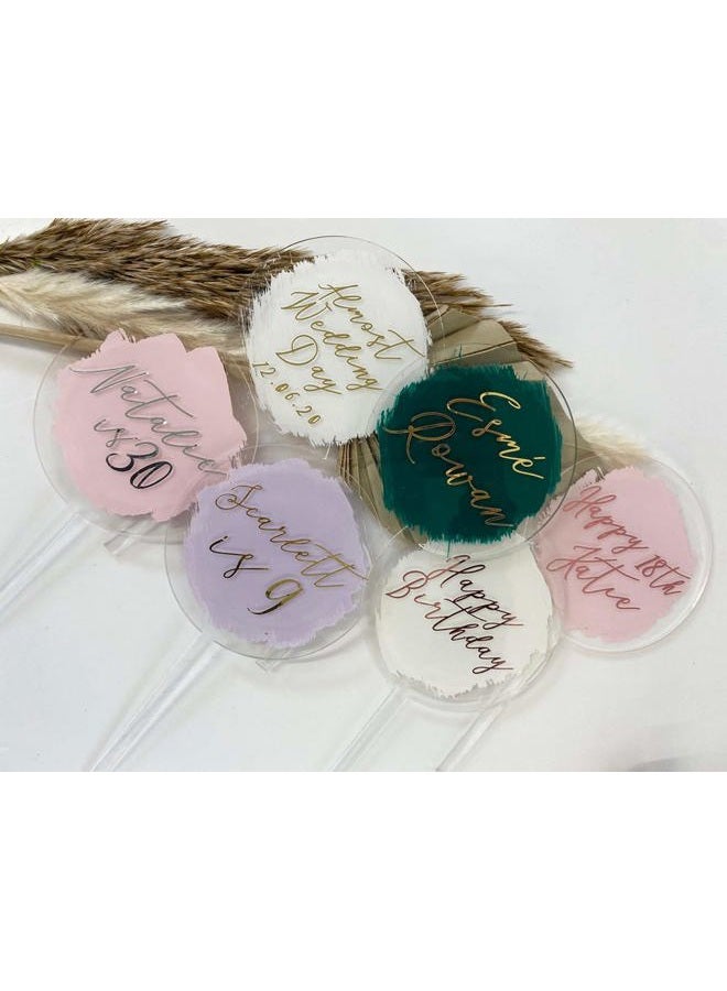 MEYA 12PCS Round Clear Acrylic Cake Toppers, Personalised Cake Topper, DIY Cake Topper, Cake Topper Blanks for Wedding, Birthday Festival Party Cake Decorations - Image 3