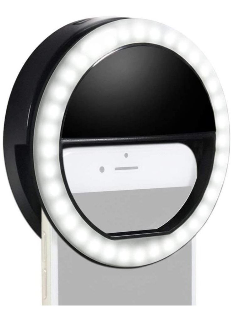 Portable Selfie Ring Light for iPhone, iPad, Galaxy & All Smartphones – 36 LED Rechargeable Clip-On Camera Light | Adjustable Brightness for Photos, Videos, Makeup & Zoom Calls | Compact & Lightweight Ring Light – Black  - Image 1