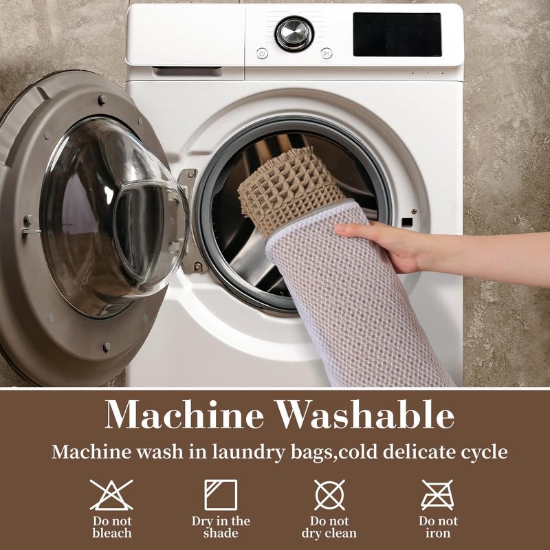 RESARE Waffle Bath Mat for Bathroom  Super Absorbent Bathroom Rugs Non Slip Machine Washable  Ultra Soft Boho Bath Rugs with Tassels for Bathroom Floor  Upgraded Bordered Design  18""x30"" Brown - Image 4