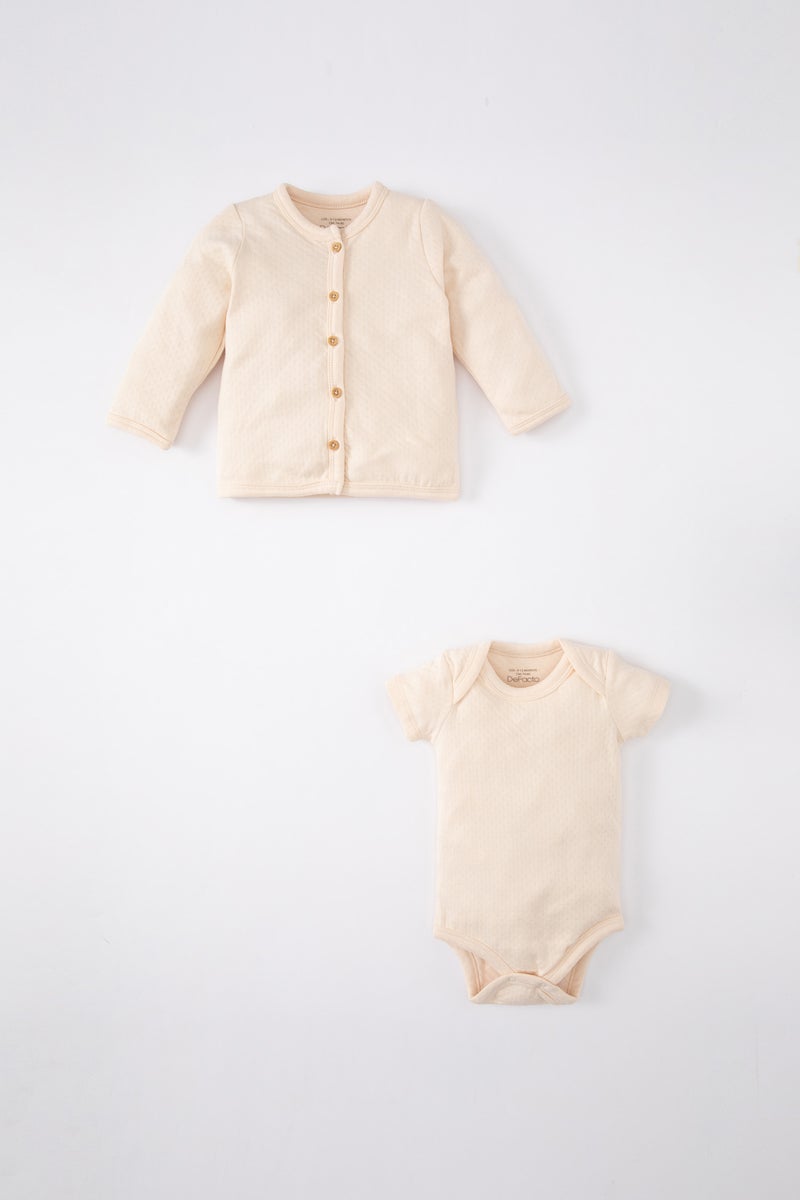 DeFacto Baby Girl Cotton Cardigan Snap Body 2 Piece Set - Image 1