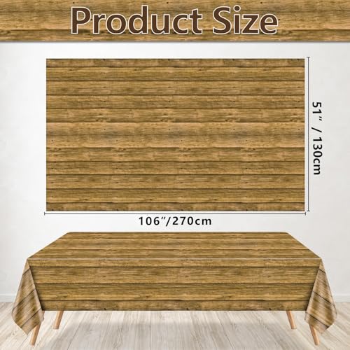 PTECDROTS 4Pcs Wood Tablecloth, Brown Rustic Table Covers, Rectangular Table Decoration for Rustic, Western Barn Themed Birthday Barbecue Party Decorations, 51 x 86.6 Inch - Image 2