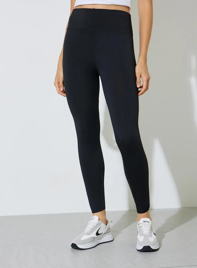 ستايلي Black Solid Ankle Length Leggings