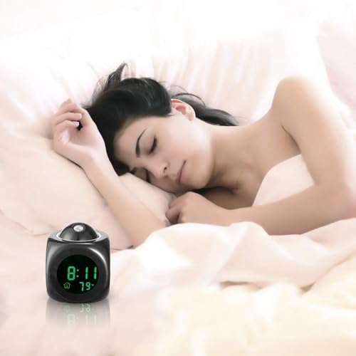 Elvana Talking Digital Alarm Clock LCD with Projector, Indoor Temperature, Bedroom, Office, Smart Night Light, Snooze, Bold Numbers, Multicolor Display, Battery Operated (Black) - Image 2