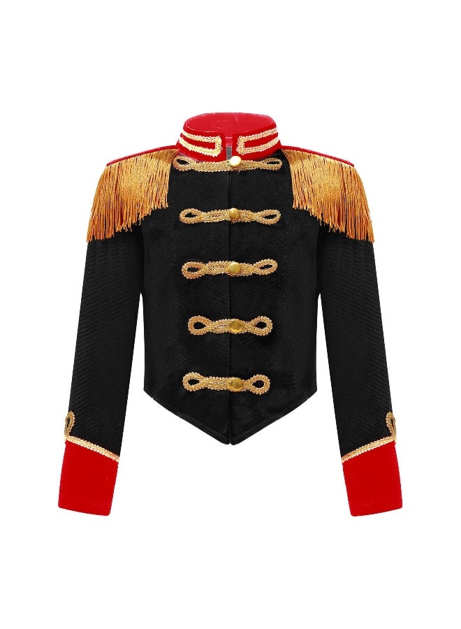 Kids Girls Boys Drum Major Costume Marching Band Uniform Ringleader Drummer Halloween Cosplay Performance Prince Costume 