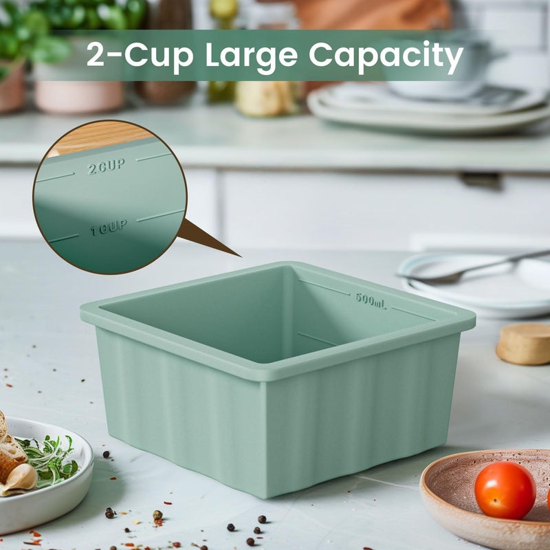 GGOW Silicone Freezer Tray for Soup Ice Cubes: 2-Cup Freezing Trays with Lid for Meal Prep - 4Pack Silicon Soup Portion Freeze Tray Make Stock Souped Ice Cube - Image 5