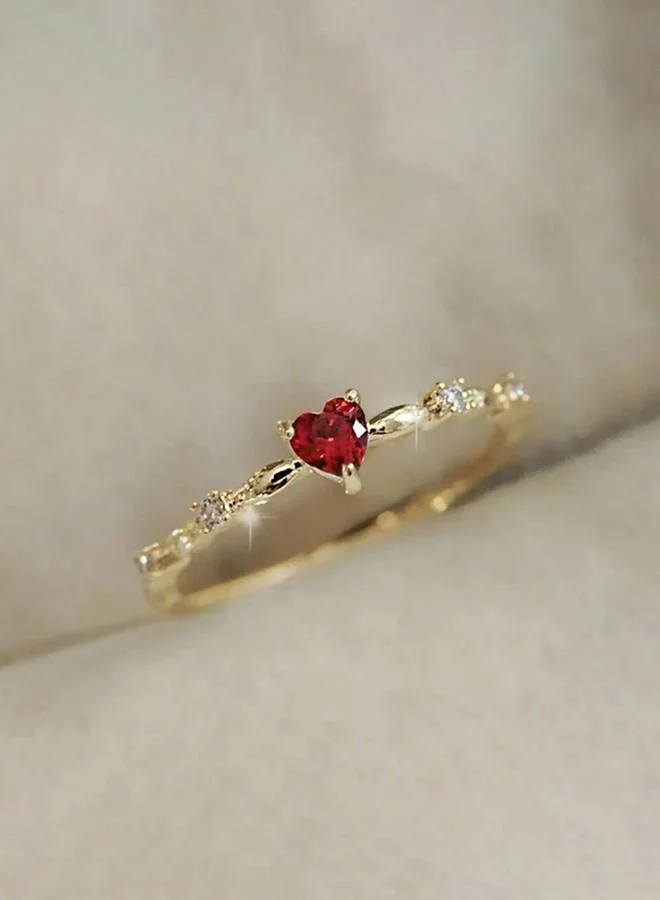 تايك تو خاتم قلب أحمر ومرصع بأحجار الراين