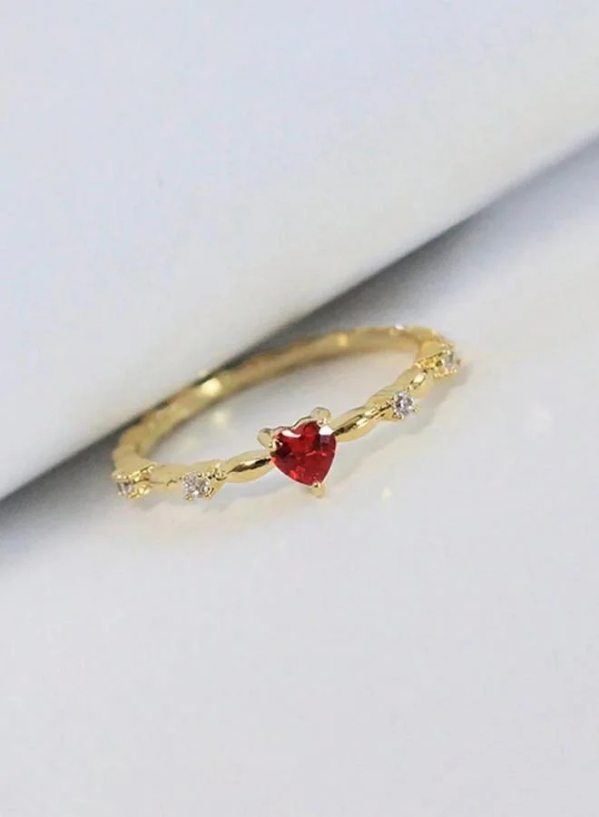 تايك تو خاتم قلب أحمر ومرصع بأحجار الراين