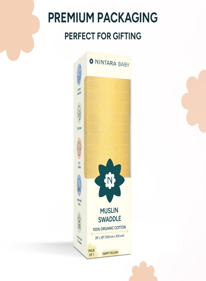 NINTARABABY قماط نينتارابيبي - قطن موسلين عضوي فاخر 100%، 100 سم × 100 سم، فائق النعومة، يسمح بمرور الهواء وخفيف الوزن، متعدد الاستخدامات، مناسب للجنسين، مضاد للحساسية، هدية مثالية للأطفال حديثي الولادة - Image 4