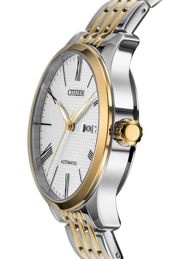 CITIZEN Men's Stainless Steel Strap Mechanical Day & Date Watch NH8354-58A - 40 mm