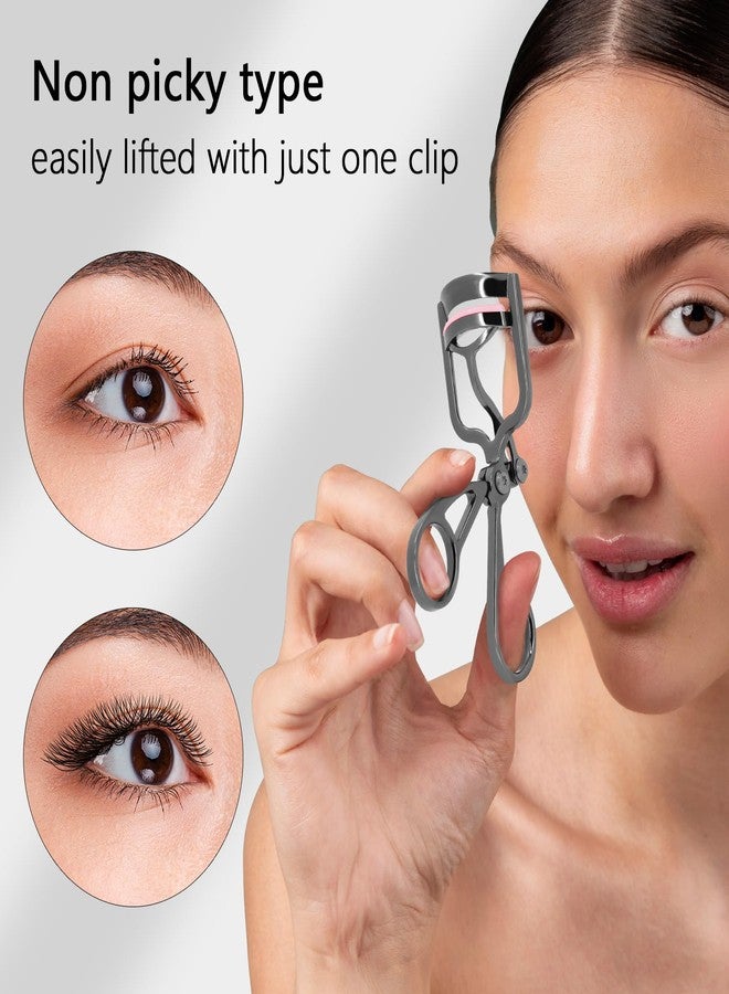 Moosec Eyelash Curler Wide Opening, Comfort Grip, Zinc Alloy, Black - Image 2