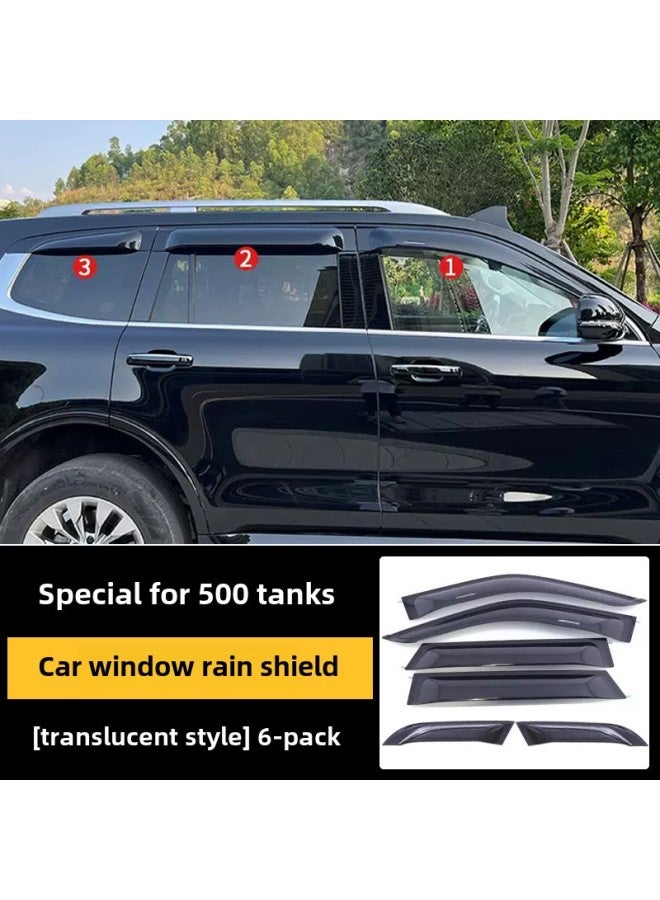 Tank 300/400/500 Sunlight Rain Bearer Translucent Rain Eyebrow Window Widened Rain Bearer Special Modification Exterior Trim-Color:Tank 500 Rain And Shine Shield Upgraded, Widened And Thickened - Translucent With Label, 6 Pieces-Specifications:Standard  - Image 1