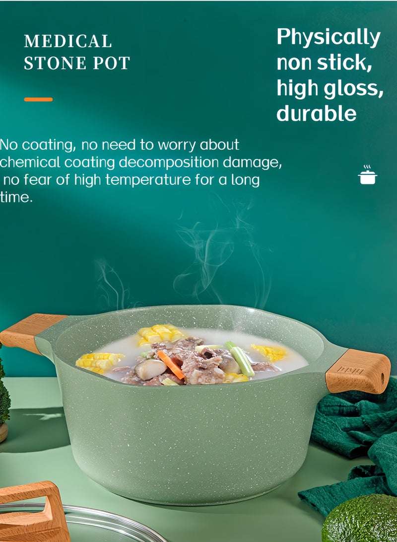 MGC Cooking Pot With Lid | Die Cast Aluminum Soup Pot With Glass Lid | 100% PFOA Free, Fixed Handle | Multi Layer Non-Stick Granite Coating | oven safe (Green, 5 Liters) - Image 5