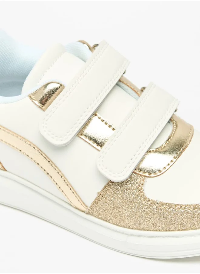 Celeste Girls' Panelled Sneakers with Hook and Loop Closure