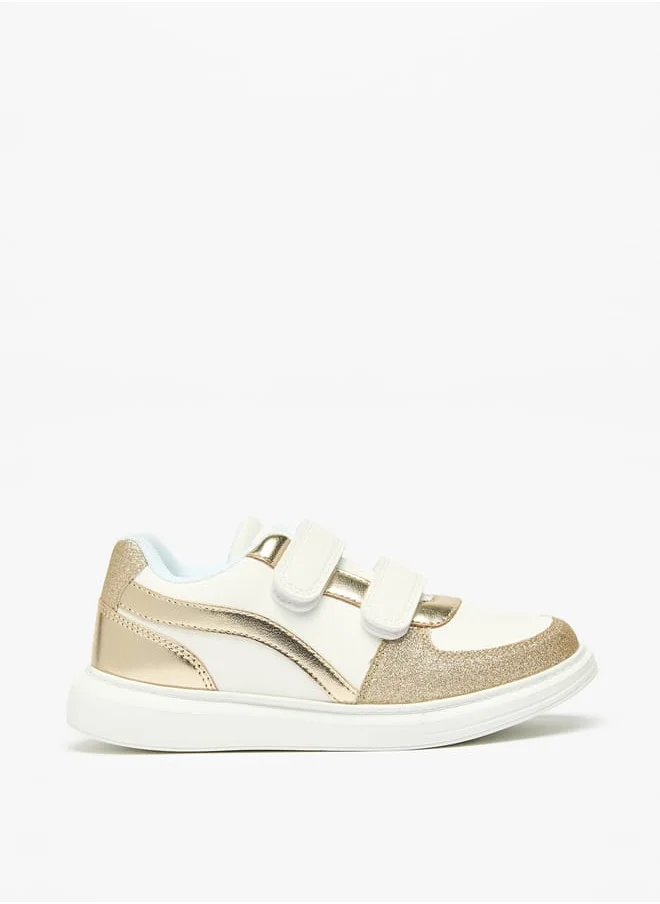 Celeste Girls' Panelled Sneakers with Hook and Loop Closure