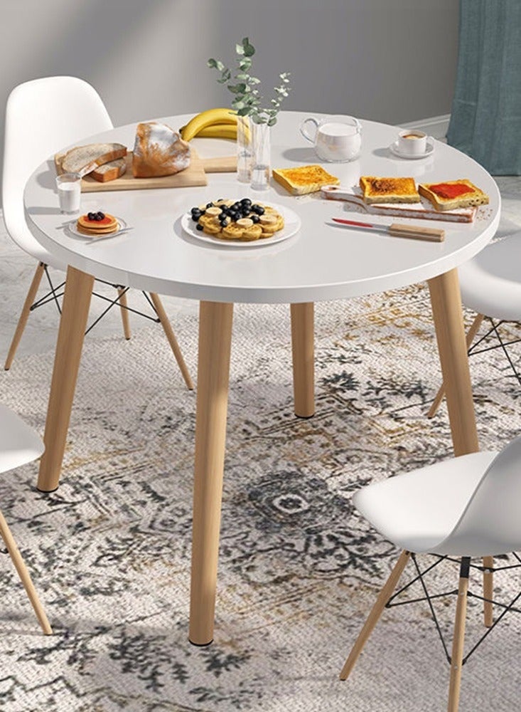 Dining Table, 80 * 80cm Small Table with Wooden Legs for Kitchen Dining Room, Simple Leisure Side Coffee Table for Small Room (Round, SCY-NB-8080) - Image 1