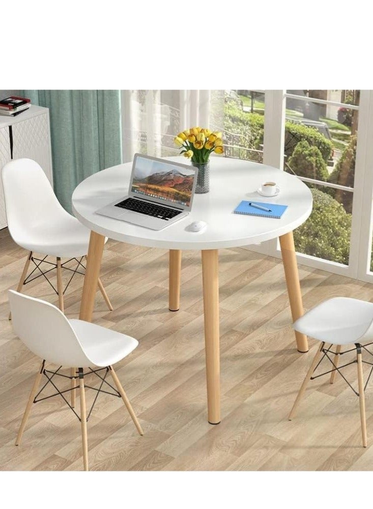 Dining Table, 80 * 80cm Small Table with Wooden Legs for Kitchen Dining Room, Simple Leisure Side Coffee Table for Small Room (Round, SCY-NB-8080) - Image 2