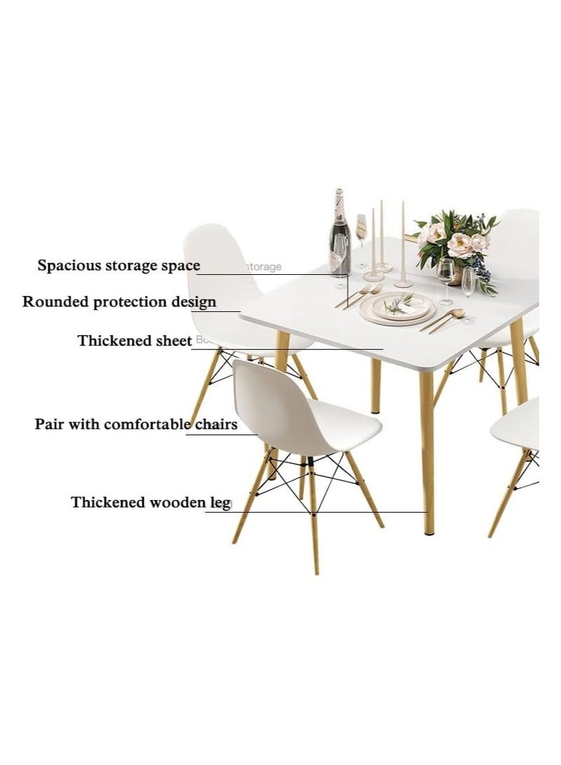 Dining Table, 80 * 80cm Small Table with Wooden Legs for Kitchen Dining Room, Simple Leisure Side Coffee Table for Small Room (Round, SCY-NB-8080) - Image 4
