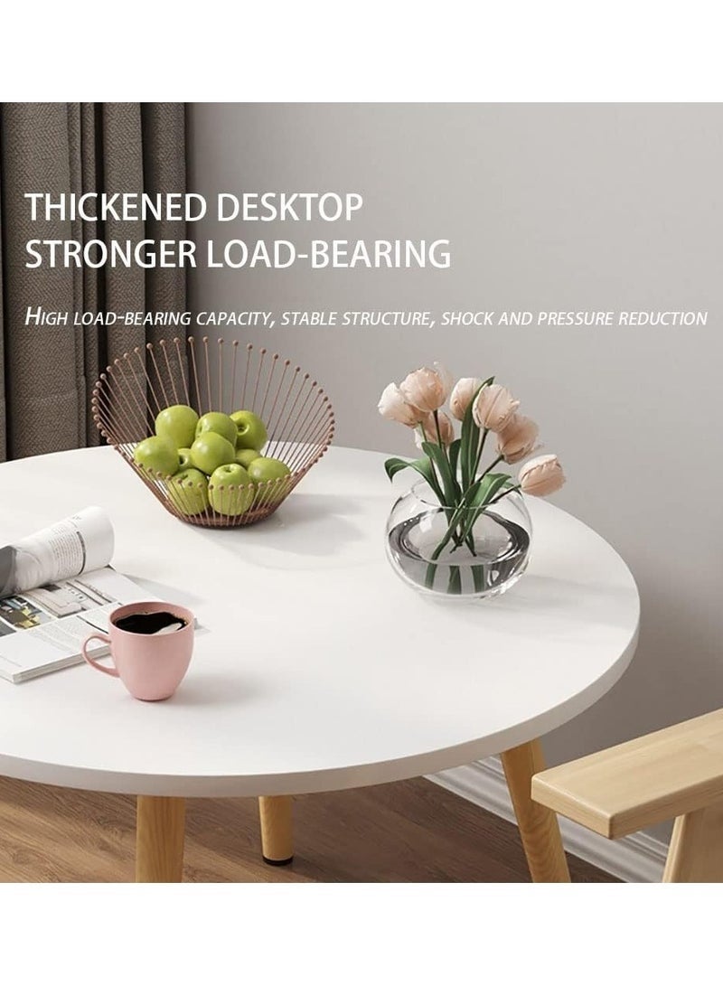 Dining Table, 80 * 80cm Small Table with Wooden Legs for Kitchen Dining Room, Simple Leisure Side Coffee Table for Small Room (Round, SCY-NB-8080) - Image 5