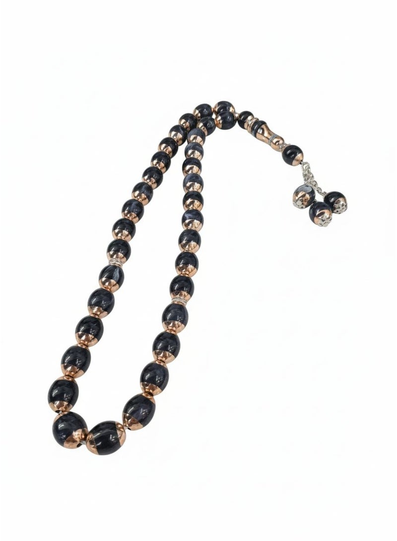 ركس سبحة "المرصعة الملكية" – خرز أسود مطعم بالنحاس بتصميم فاخر 69188