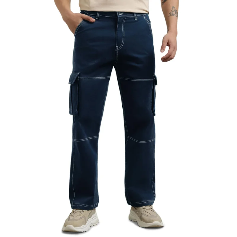 NOBERO Men's Navy Cargo Pants
