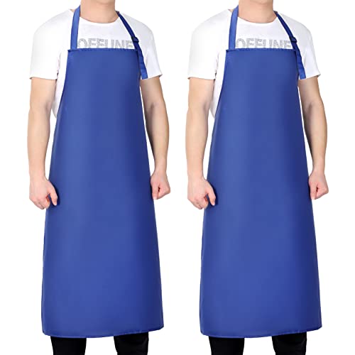 Gotega 2 Pack Waterproof Rubber Vinyl Apron 40 Inch Chef Aprons for Men Heavy Duty Chemical Work Apron Extra Long Grilling Aprons with Adjustable Bib Apron for Dishwashing Lab Butcher Cooking Kitchen Blue - Image 1