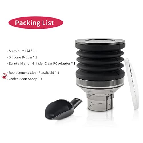 CAFEMASY خزانة جرعة واحدة متوافقة مع مطحنة قهوة إيوركا مينيون إسبريسو مع بيللو سيليكون لطرد بقايا حبوب القهوة (محول شفاف) - Image 5