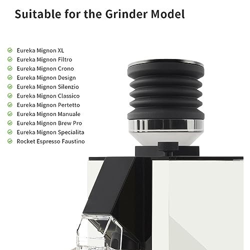 CAFEMASY خزانة جرعة واحدة متوافقة مع مطحنة قهوة إيوركا مينيون إسبريسو مع بيللو سيليكون لطرد بقايا حبوب القهوة (محول شفاف) - Image 4