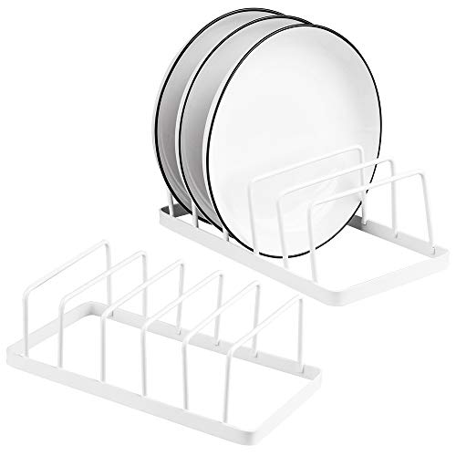 Tomorotec Dish Plate Storage Drainboard 2-Pack, Alloy Steel Kitchen Pot Lid Holder Dish Plate Drying Rack Drainer Stand Multifunctional Cabinet Organizer - Image 1