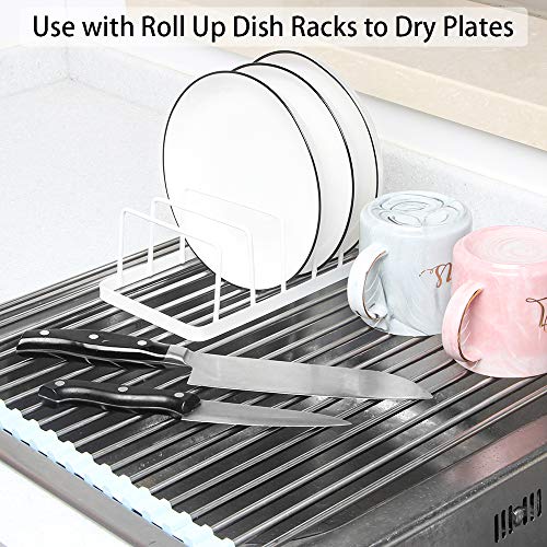 Tomorotec Dish Plate Storage Drainboard 2-Pack, Alloy Steel Kitchen Pot Lid Holder Dish Plate Drying Rack Drainer Stand Multifunctional Cabinet Organizer - Image 5