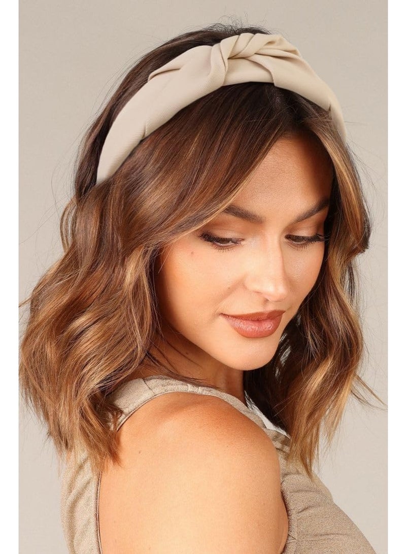 Knotted Headbands for Women Non Slip Women Headbands for Hair Fashion Hairband for Women‘s Hair Wide Top Knot Hair Hoops for Girls Black Beige Brown Head Band Hair Accessories for Women 3PCS - Image 4